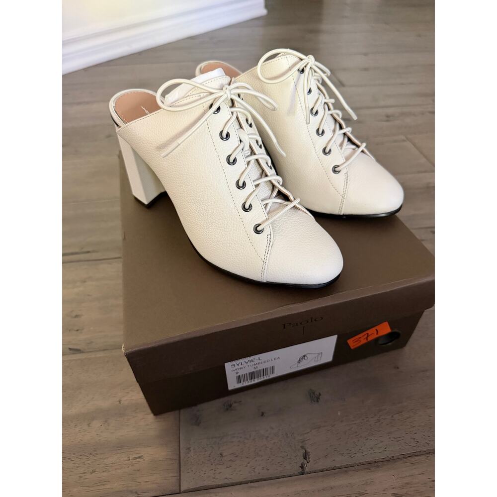 New linea Paola sylvie L ivory tumbled Lea heels sz 9 - Picture 2 of 6